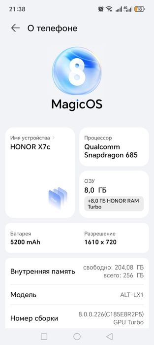 Honor x7c sotiladi 8+8/256