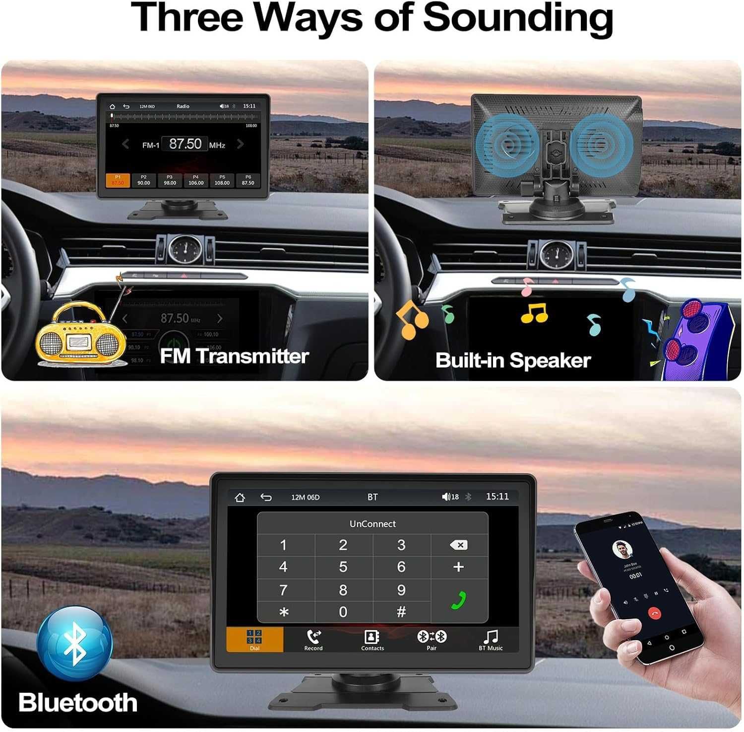 Мултимедия Camecho Wireless Carplay & Android Auto, 7-инчов