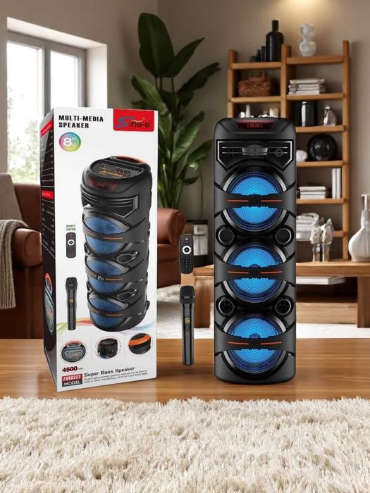 Караоке колонка bluetooth ZQS8302, с беспроводным микрофоном, 80 см