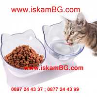 Пластмасови купички за котки за храна и вода с наклон - КОД 2742