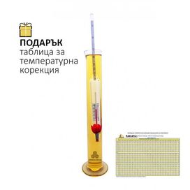 Спиртомер 0 - 100 об. % със стъклен цилиндър, поставка, 20200250