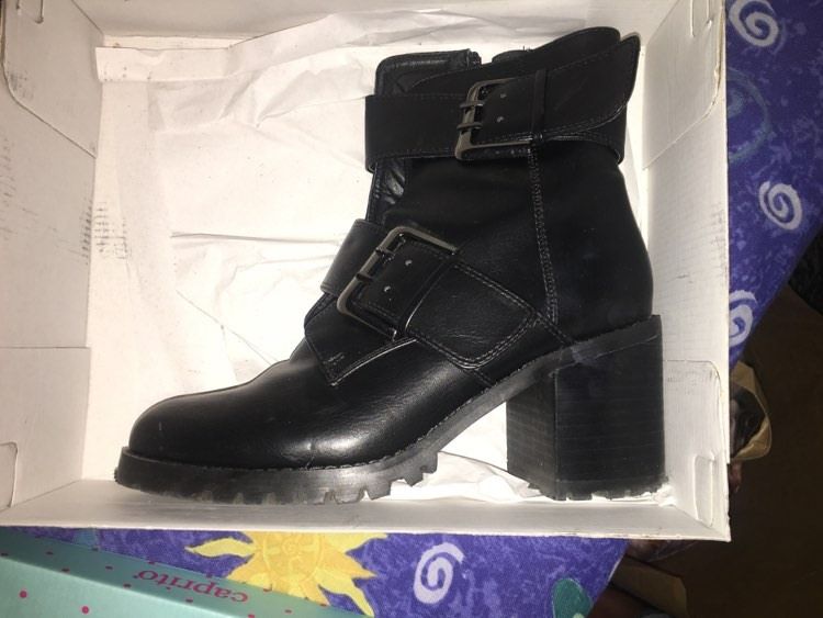 Черни Боти на ток Buffalo, кожа