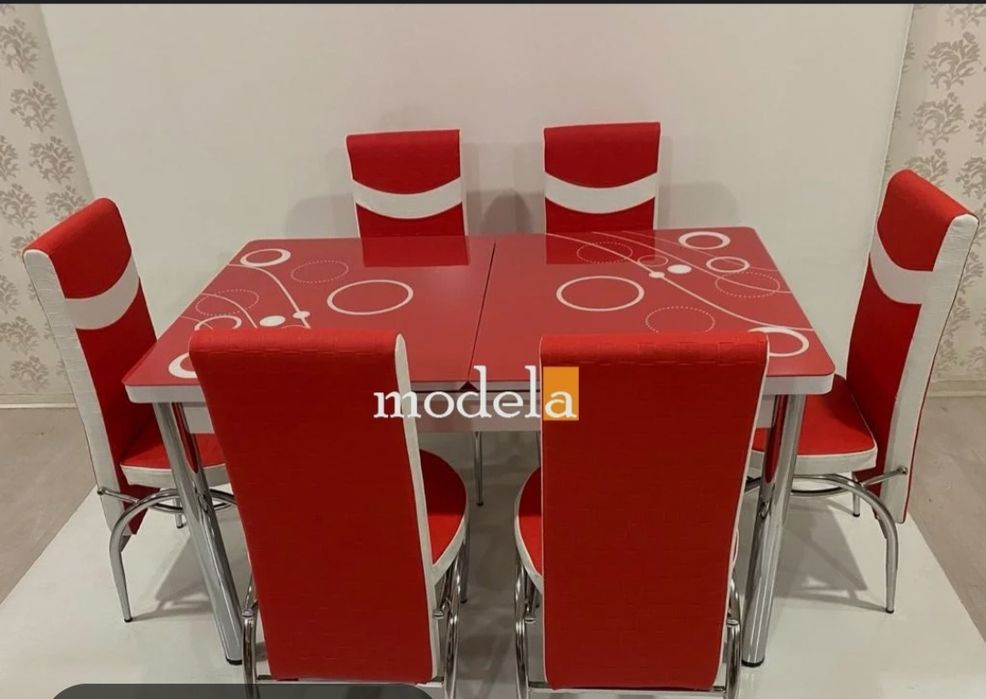 Masa bucatarie de sticla + 6 scaune