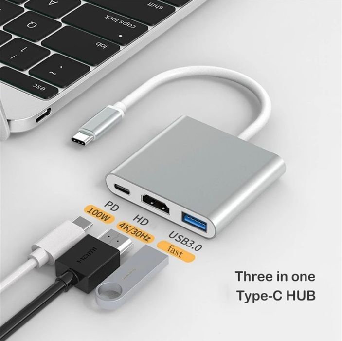 Adaptor MacBook Laptop PC 3in1 Tip C Hdmi USB Hub
