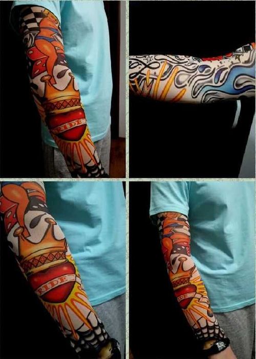 Maneca unisex tatuata/tatuaj 3D pentru maini, picioare diverse modele