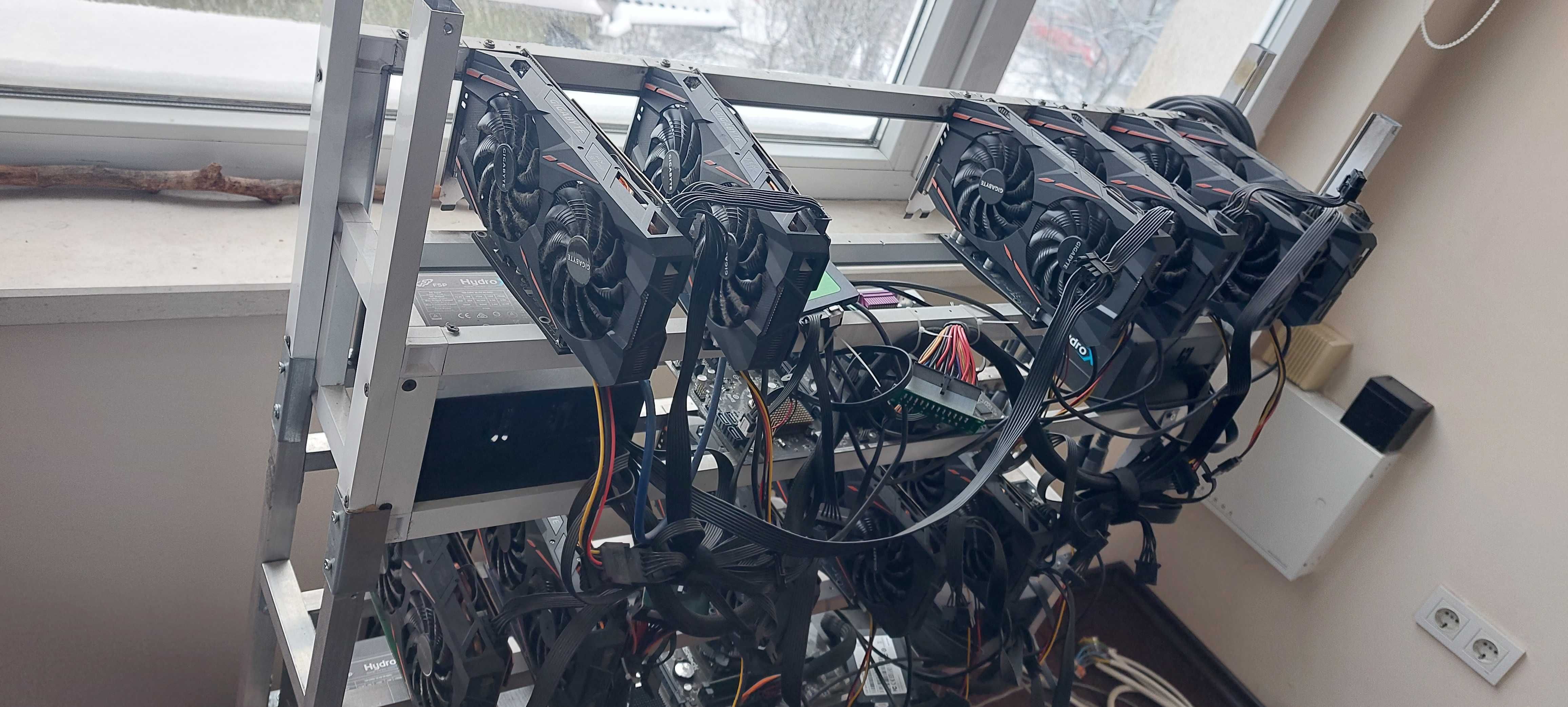 Продавам 2 бр. Mining Rigs с по 6 видео карти ATI RADEON RX480G1/8GB