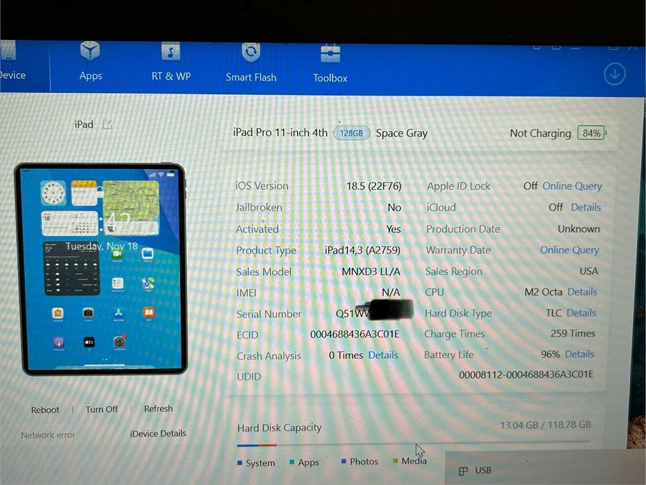 Ipad pro 11" gen4(2022) 128gb wifi