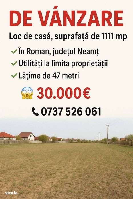 De vanzare loc de casa in Balcescu, suprafata 1111 mp