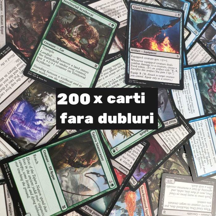 Lot 200 Cărți MTG UNICE - Ideal Commander / Deck Building