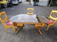 Дървена маса от акация с 3 стола