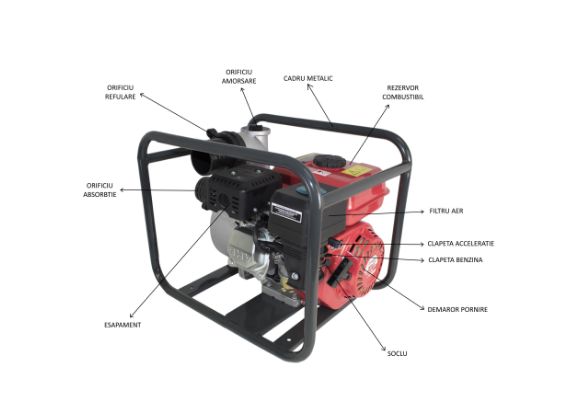 Motopompa Elefant WP30X, 6.5 CP, 2 Toli, 30 m cubi/h, motor 4 Timpi