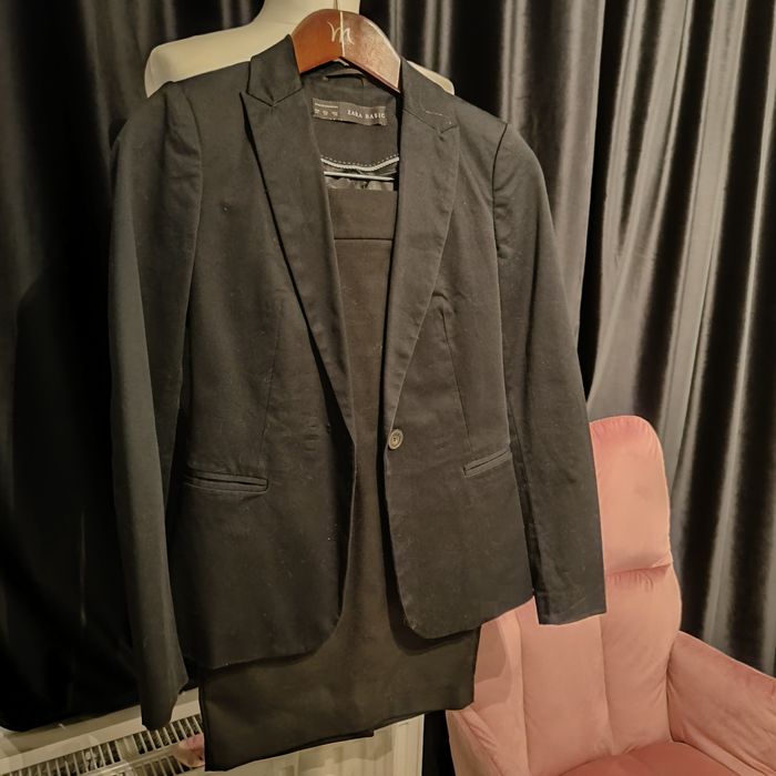 Sacou si fusta Zara 34 XS nou negru bodycon