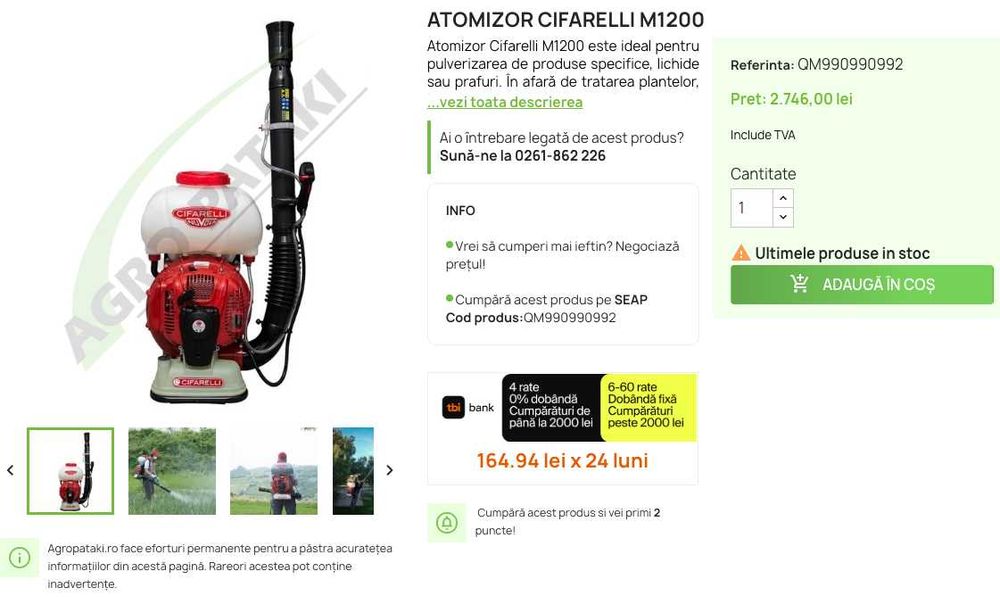 Atomizor Cifarelli M1200, 3.6 kW, 5 CP, 17 L