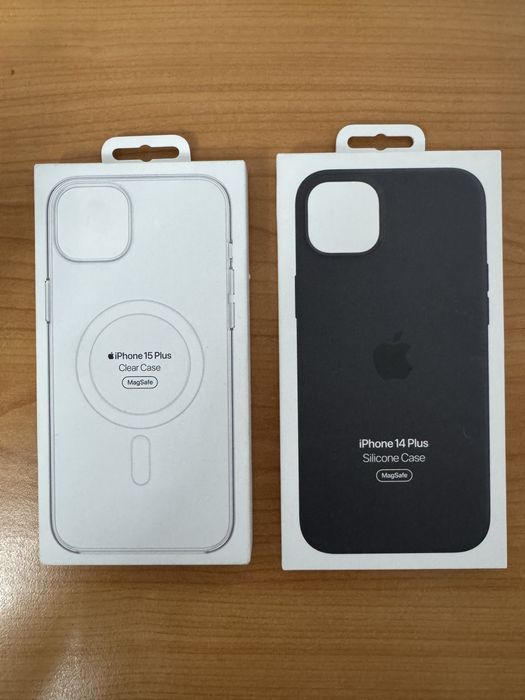 Husa originala iPhone 14 plus/15 plus magsafe clear case si negru