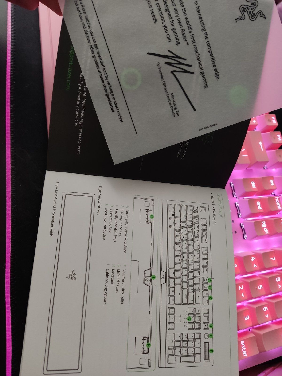 Механична клавиатура Razer - BlackWidow V3, Green switch,  Quartz