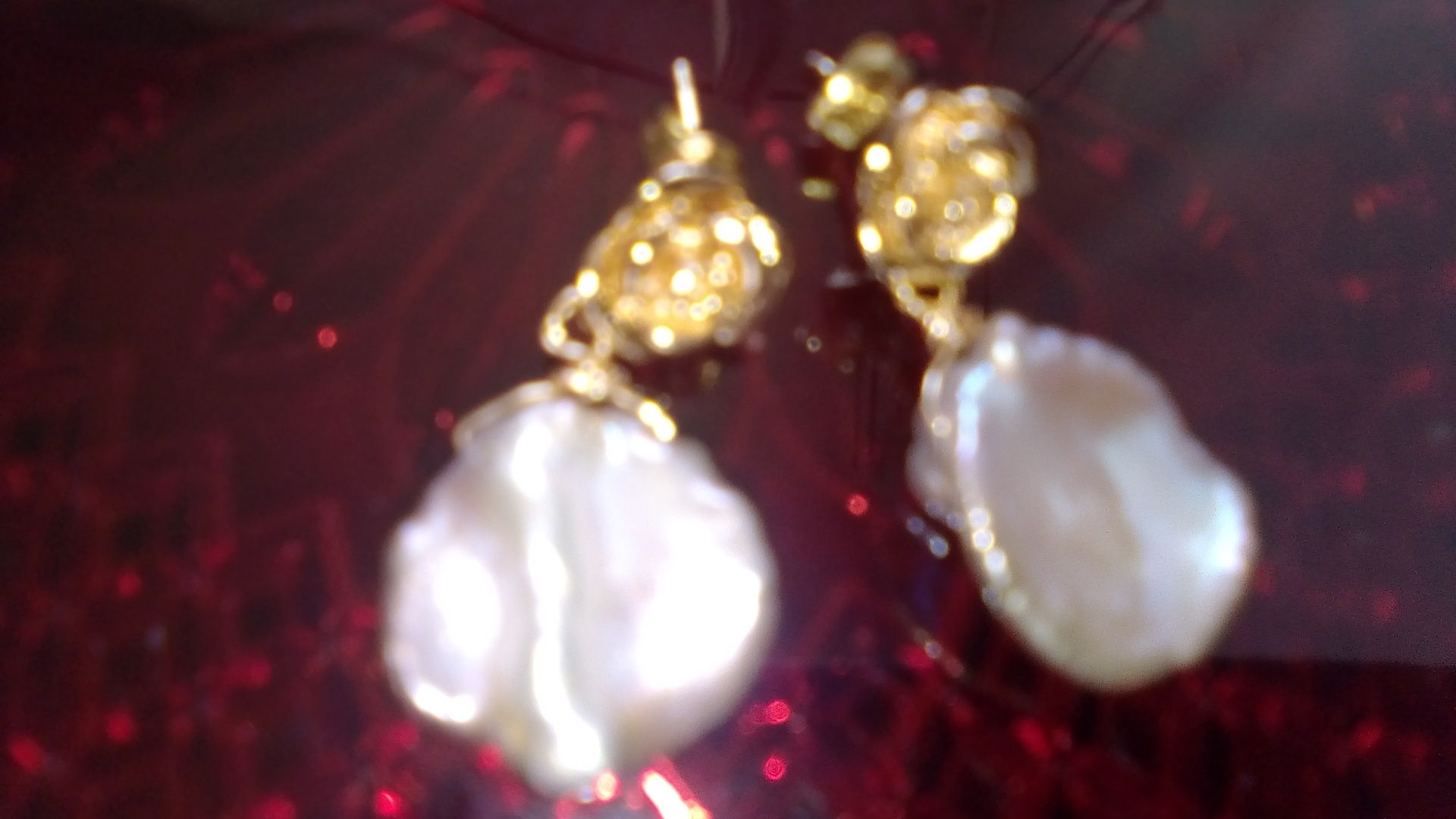 Cercei placati cu aur 18k cu perle naturale baroque
