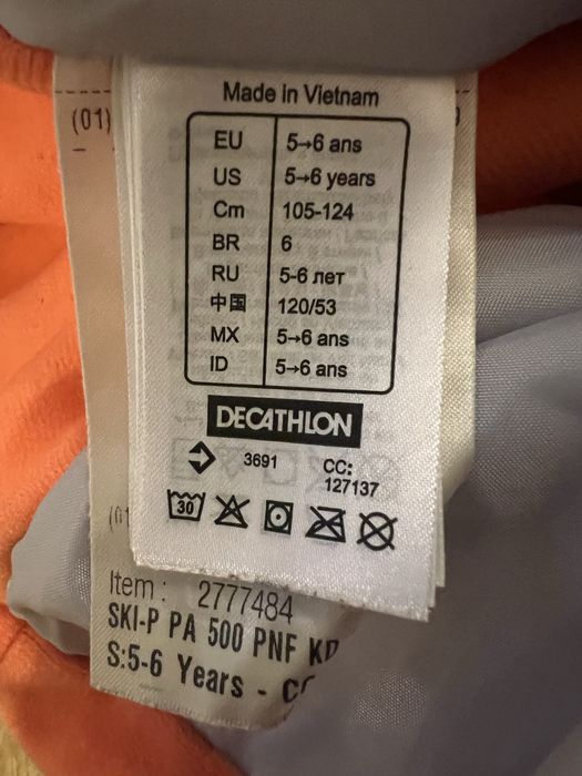 Salopeta ski Piste 500 Wedze orange 105-124cm (5-6 ani)