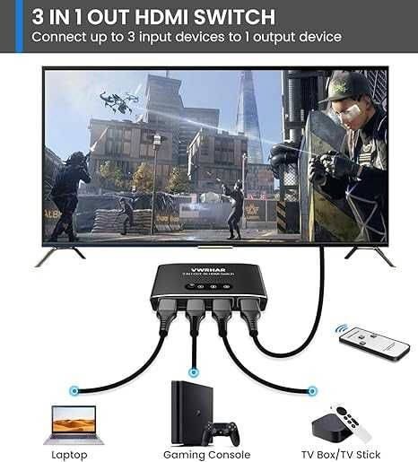 HDMI превключвател 3 в 1 изход 4K UHD