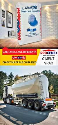 Ciment Alb Vrac si Ciment Super Alb sac 25 kg  - CEM I 52,5 R