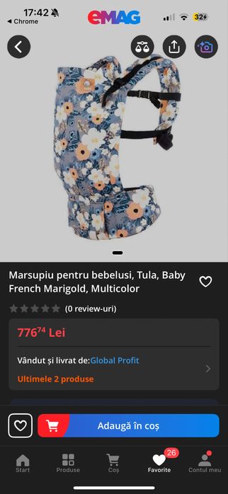 Marsupiu Tula Free-to-Grow Sophia recomandat de la 3,2kg - 20,4 kg