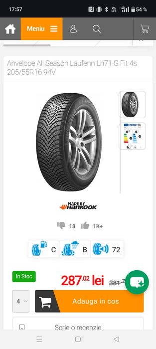 Jante Skoda R16+ anvelope allseason noi