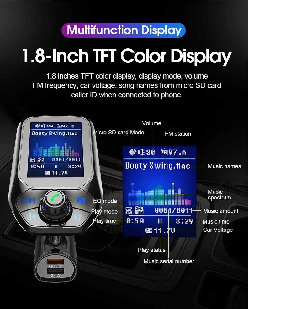 Bluetooth hands-free car kit FM- T43