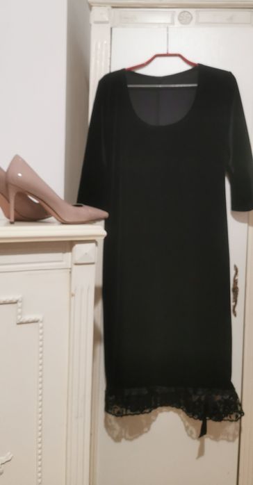 Rochie neagră din catifea Casa Vanda, mărime 40-42