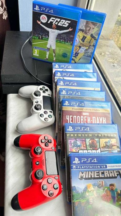 Sony Playstation 4  2 джостика 10 дисков 100 тысяч