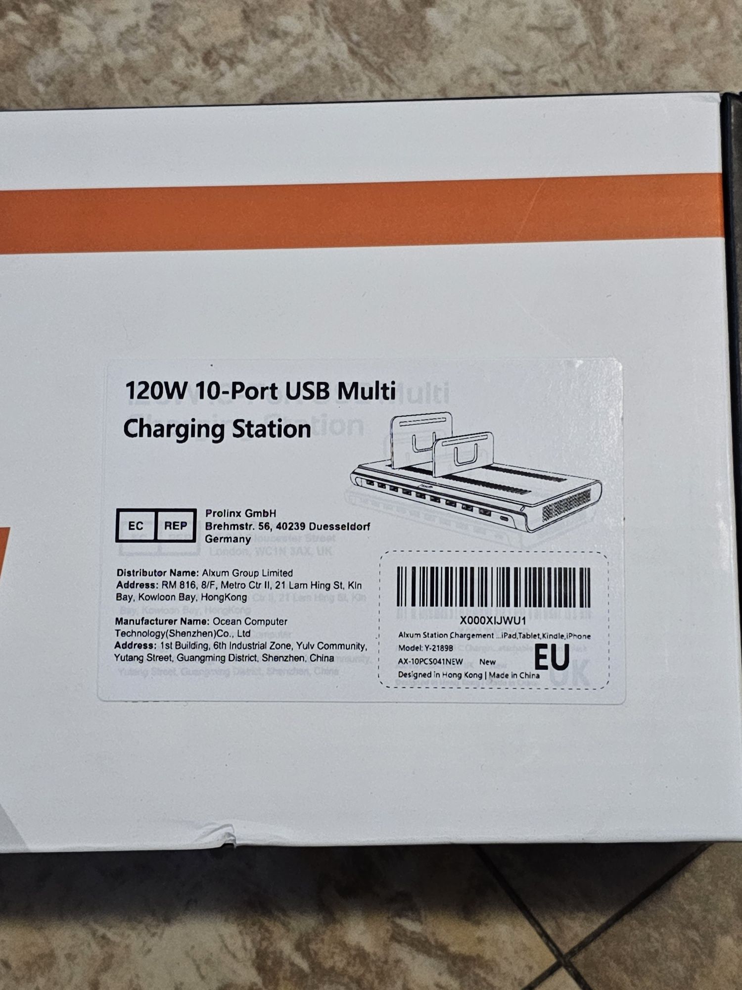 Stație de încărcare USB Alxum, stație de încărcare rapidă 120W cu 10 p