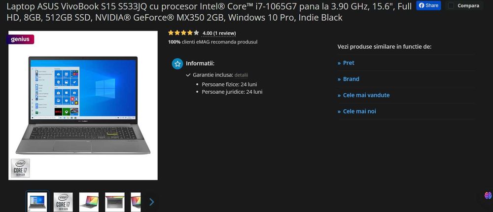 Laptop Asus Vivobook S15 S533JQ i7