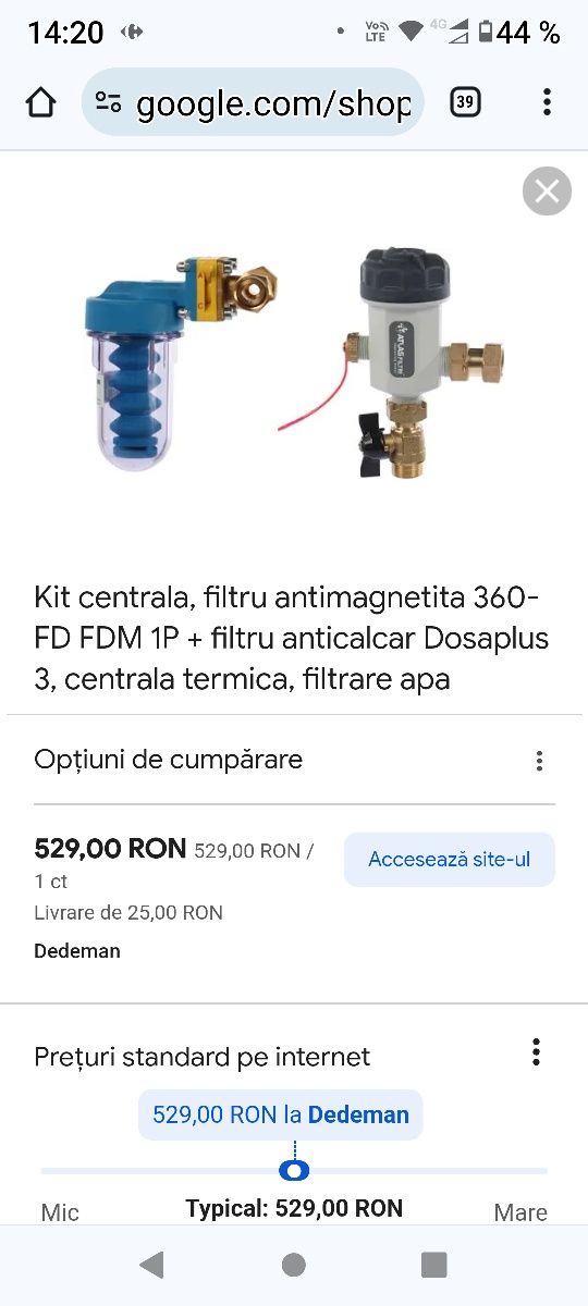 Kit centrala, filtru antimagnetita 360-FD FDM 1P + filtru anticalcar D