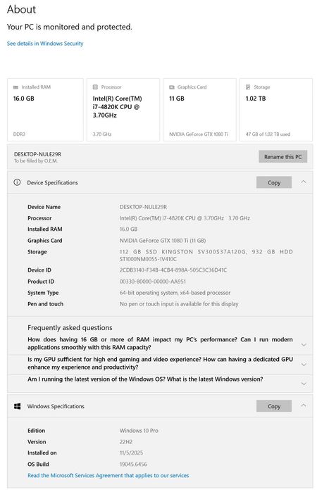 Геймърски компютър i7 / GTX 1080 Ti / 16GB RAM / SSD + HDD