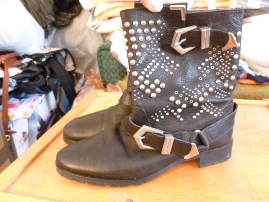 ZARA боти от естествена кожа с кабси