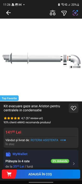 Kit evacuare gaze arse Ariston pentru centralele in condensatie