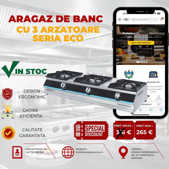 Aragaz De Banc Inox cu 1Arzator,2Arzatoare,3Arzatoare,4Arzatoare Gaz