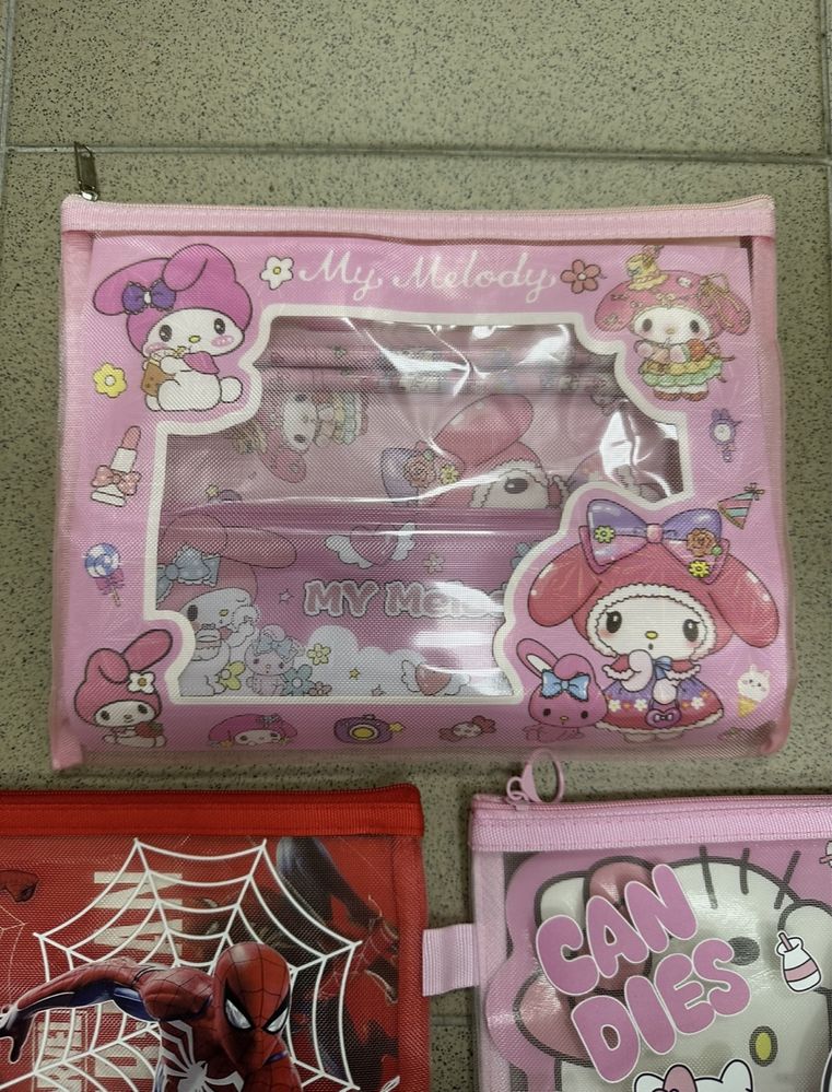Детски несесер с ученически пособия Hello Kitty Kuromi/Spiderman