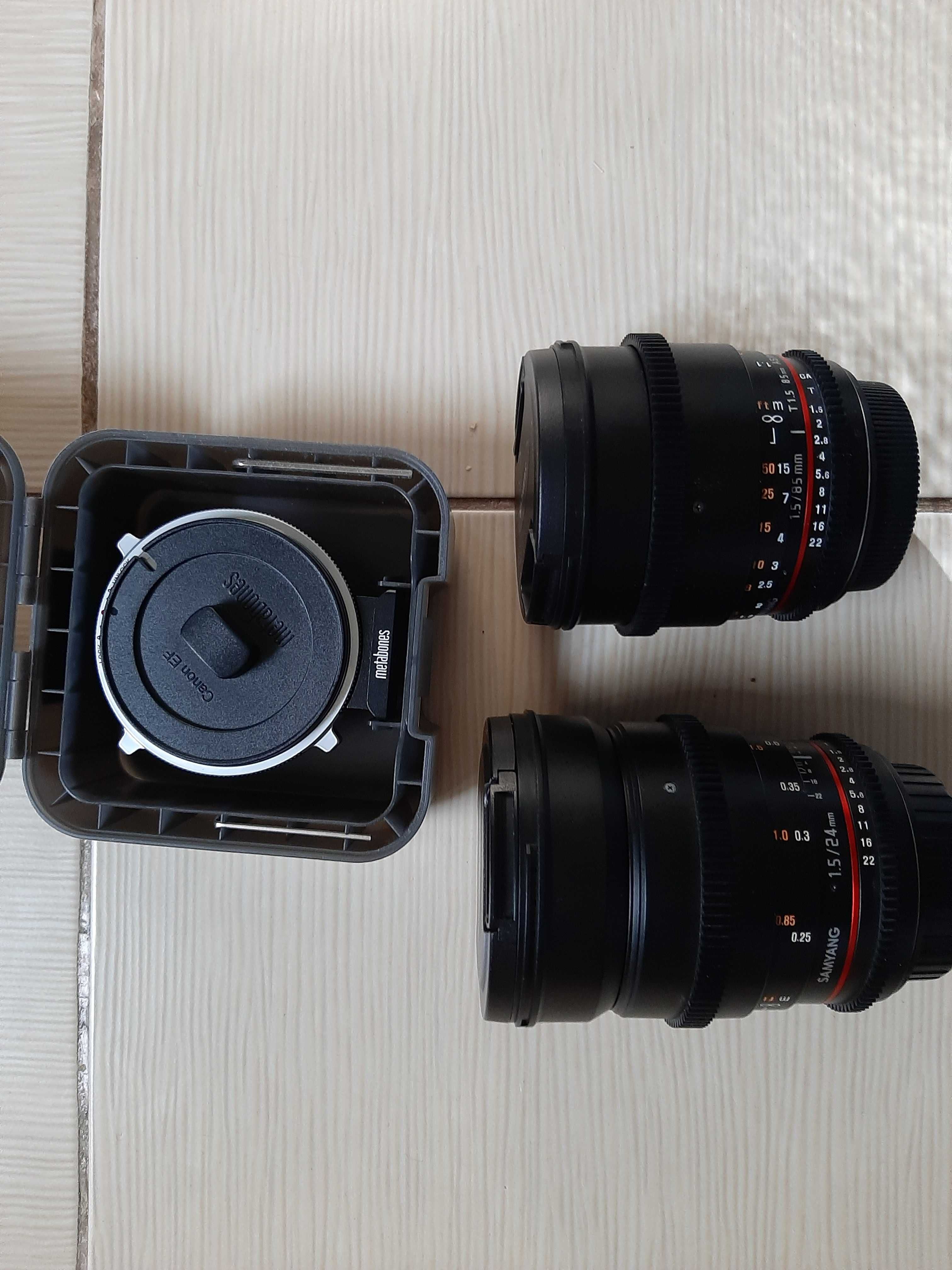 Metabones Blackmagic plus doua obiective cinematice