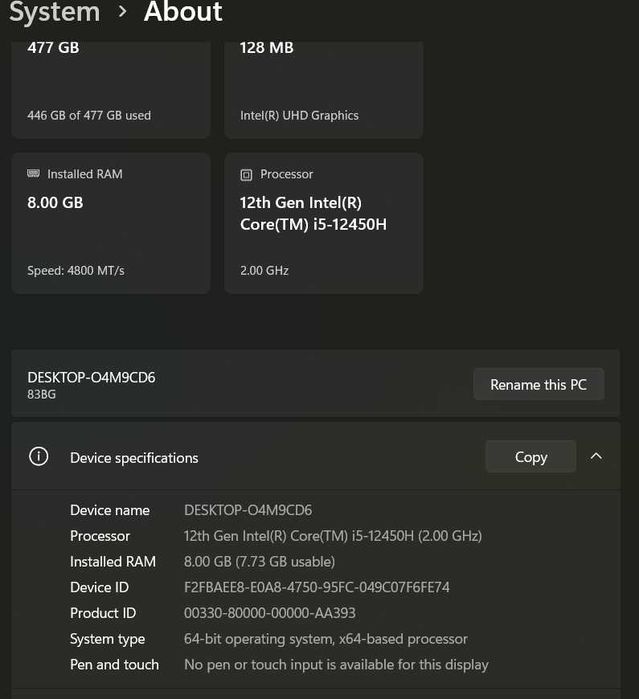 Laptop Lenovo IdeaPad Slim 5 16IAH8 cu procesor Intel® Core™ i5-12450H
