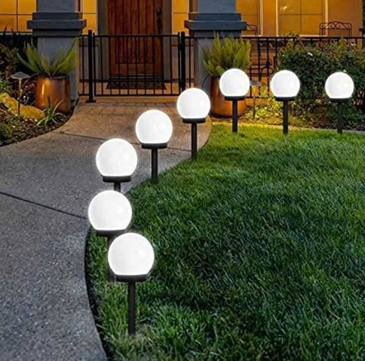 Lumina LED ornamentala solara tip glob curte gradina alei
