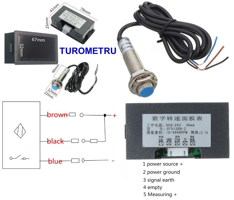 Indicator turatie combine, Voltmetru baterie, Contor ore functionare!