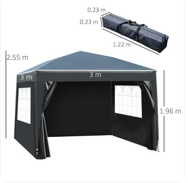 Foisor Impermeabil cu Paneluri Laterale Pliabile 3x3m