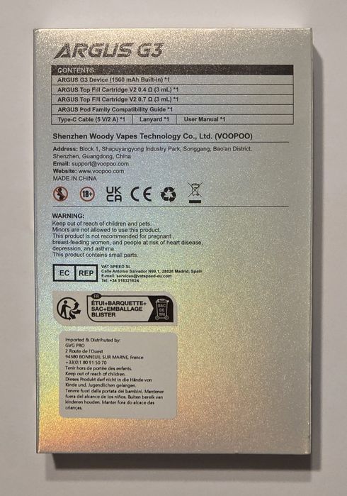 Vand Kit Voopoo Argus G3 - Aurora Blue