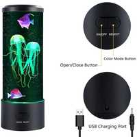 Настолна LED нощна лампа аквариум с медузи