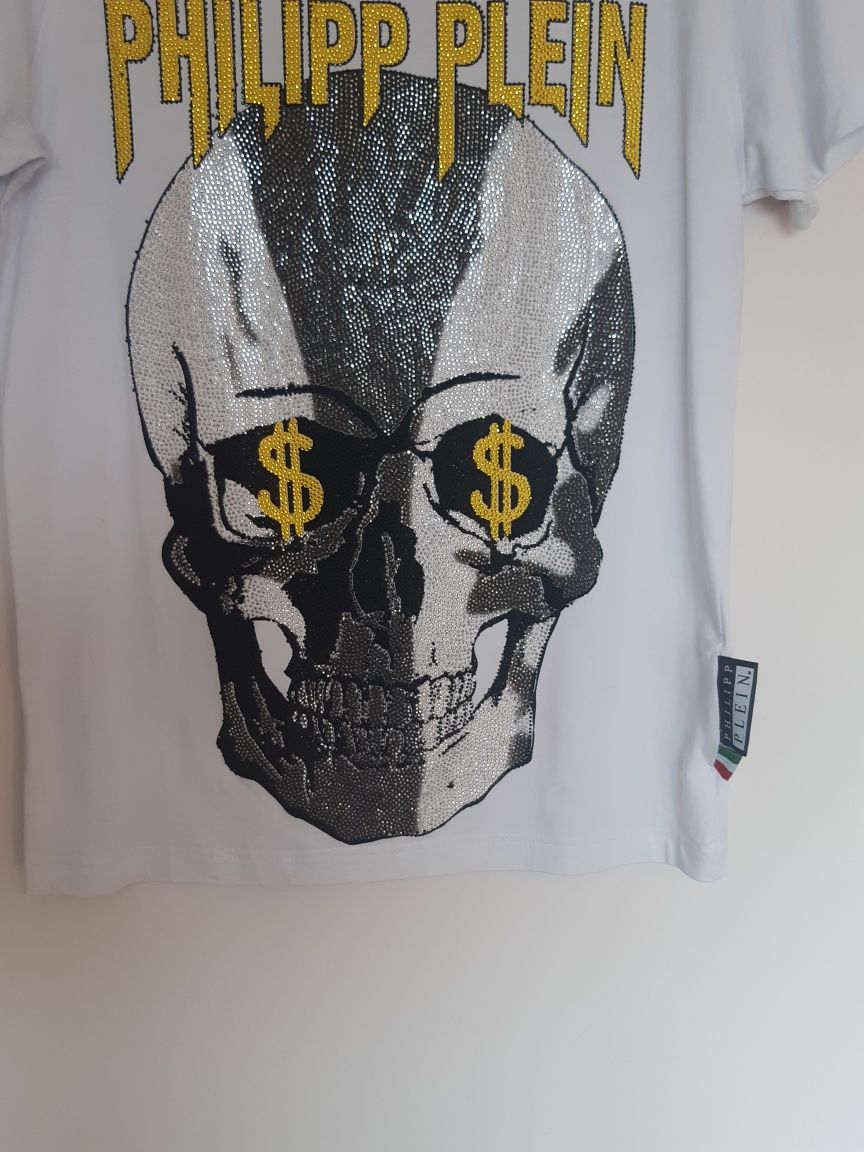 Черна и бяла мъжка тениска Philipp Plein