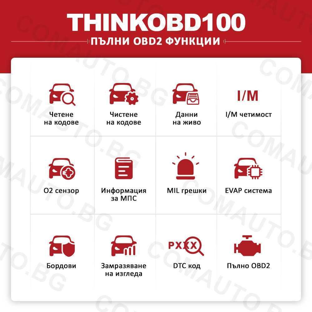 THINKOBD100 Мощна Портативна Автомобилна Диагностика / OBD2 / THINKCAR