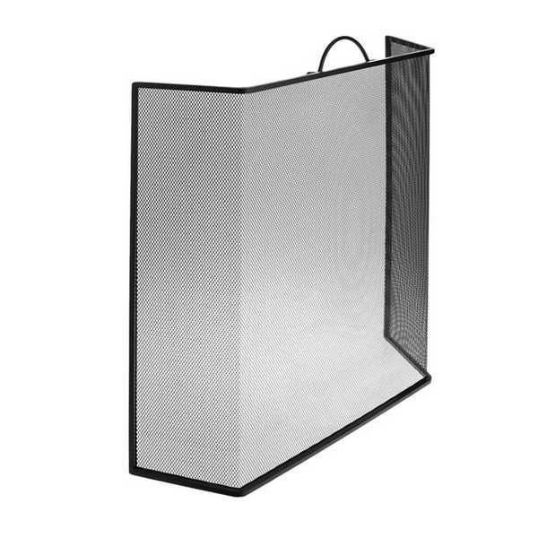 Декоративен параван за камина Mercado Trade, Мрежа, Метал, Черен