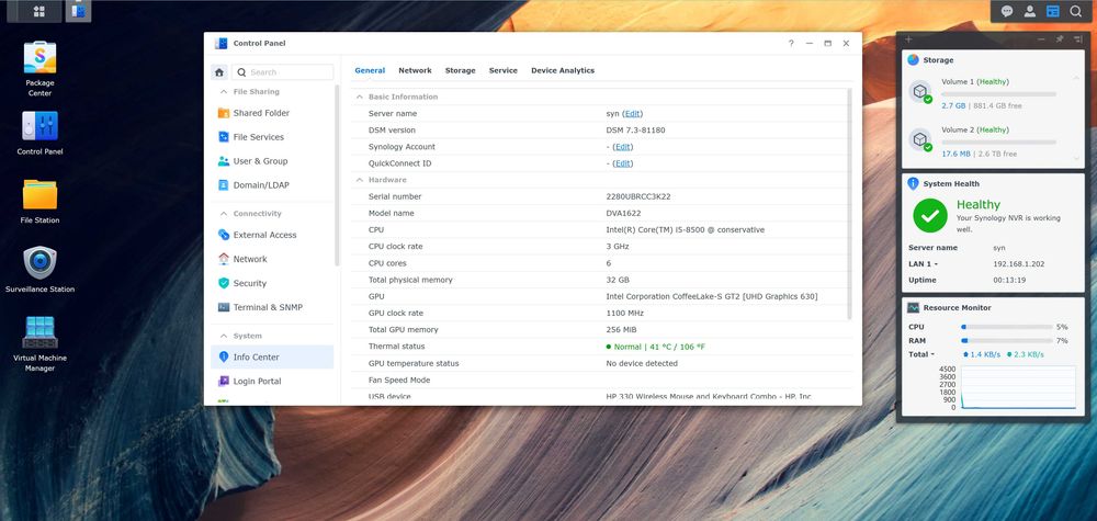 Synology DVA 1622 | 2.5G | 3 Tb HDD | NVME 1 TB | i5 8500 | 32GB ram