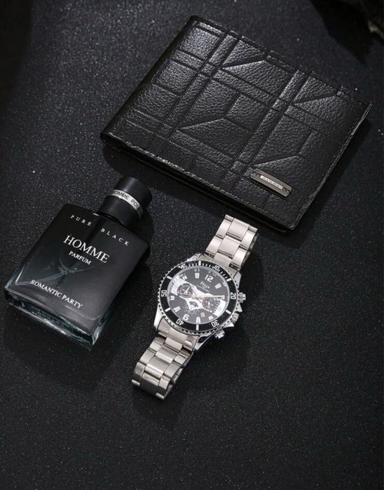 Set cadou pentru iubit\ prieten cu parfum ceas si portofel
