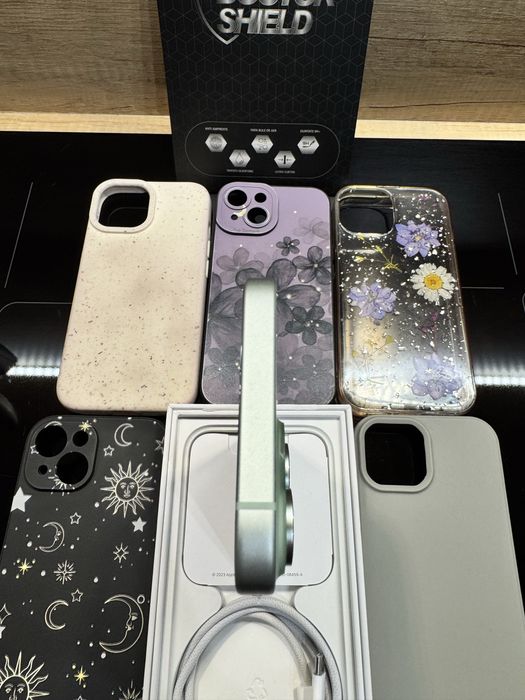 iPhone 15 Green 128 GB full box, huse, folie noua, 91% baterie