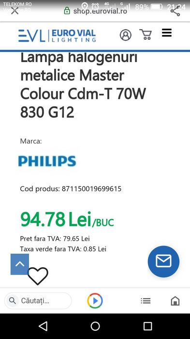 Proiector cu  halogen 70w